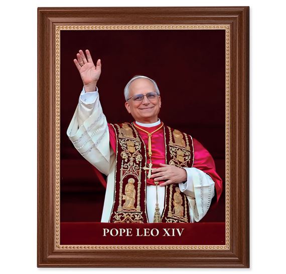 POPE LEO XIV PORTRAIT WALNUT FRAME (13 1/2" X 16 1/2")